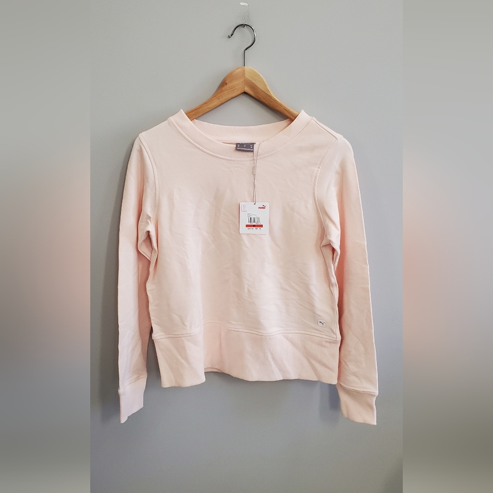 Puma pink Cream Sweatshirt with zip back detail womens xsmall NWT